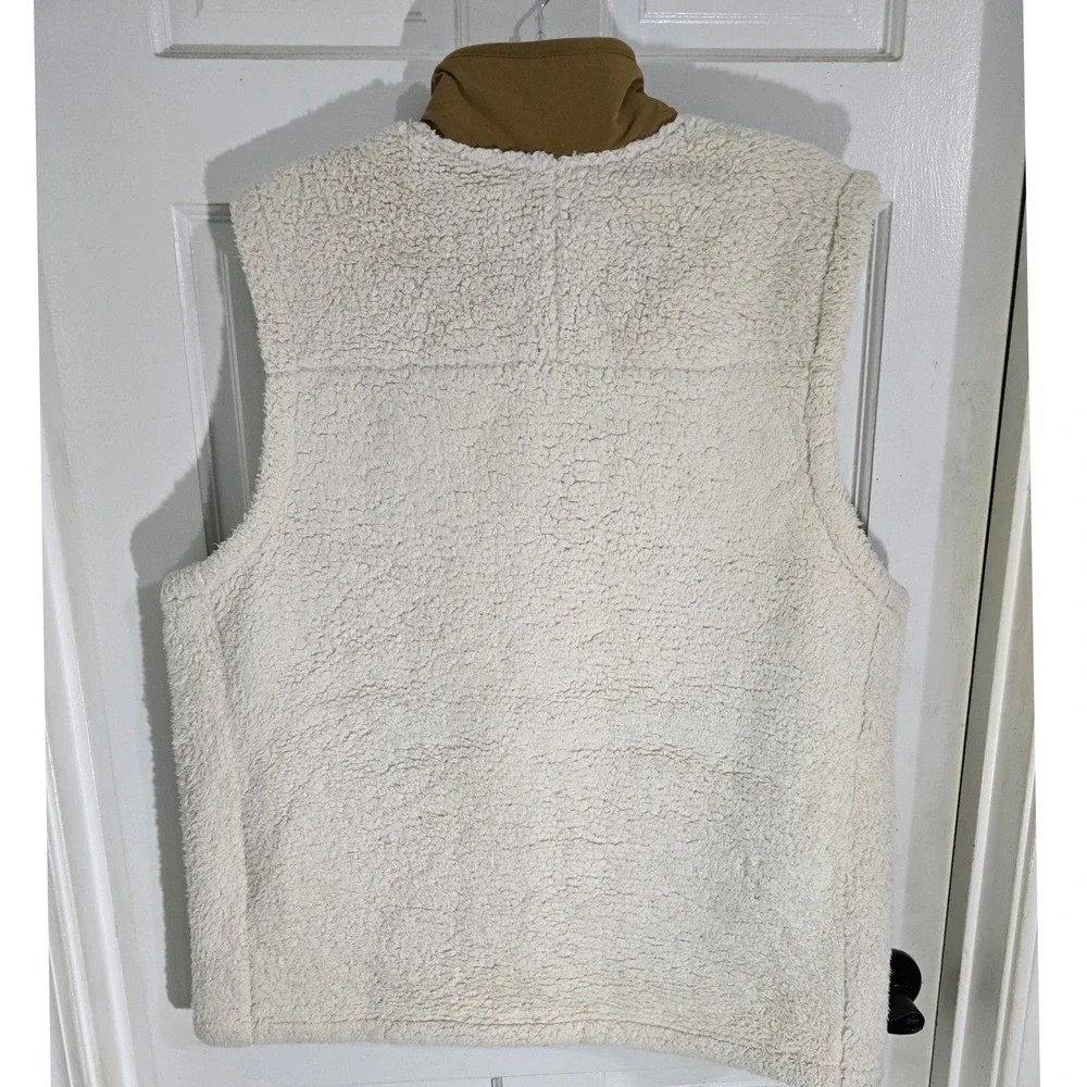 The North Face Mens Sherpa Fleece Vest XL‎ Cream Tan Full Zip High Pile NF0A4P8G